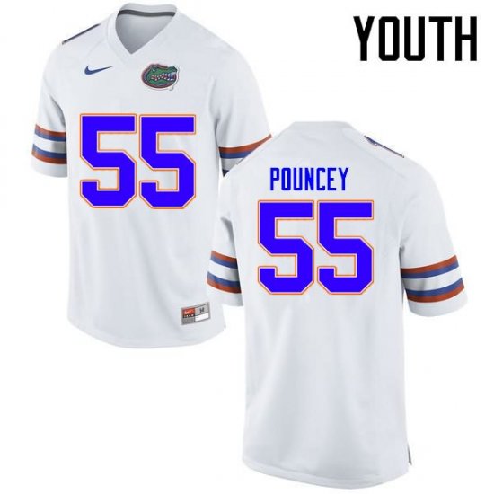 Youth Florida Gators #55 Mike Pouncey NCAA Nike White Authentic Stitched College Football Jersey YHB7462NG